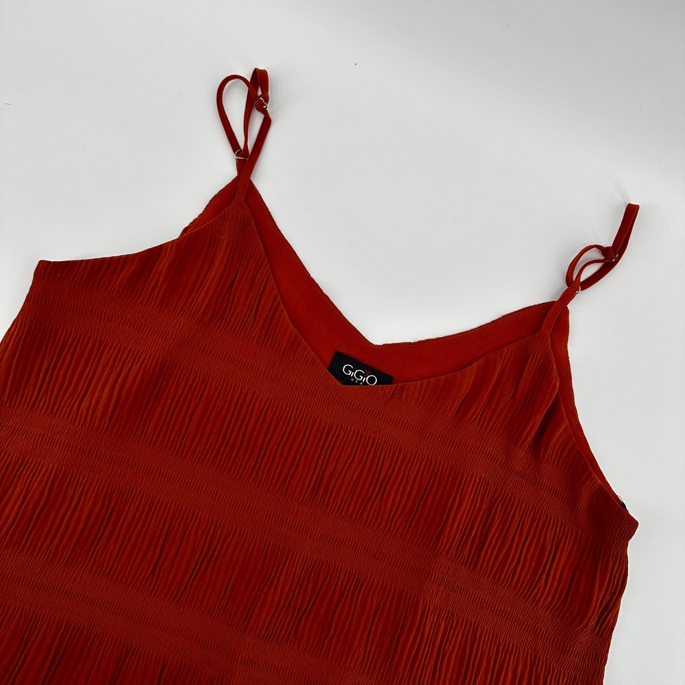 G.Gio Women's Sleeveless V-Neck Cami Top Burnt Orange Medium‎ Textured